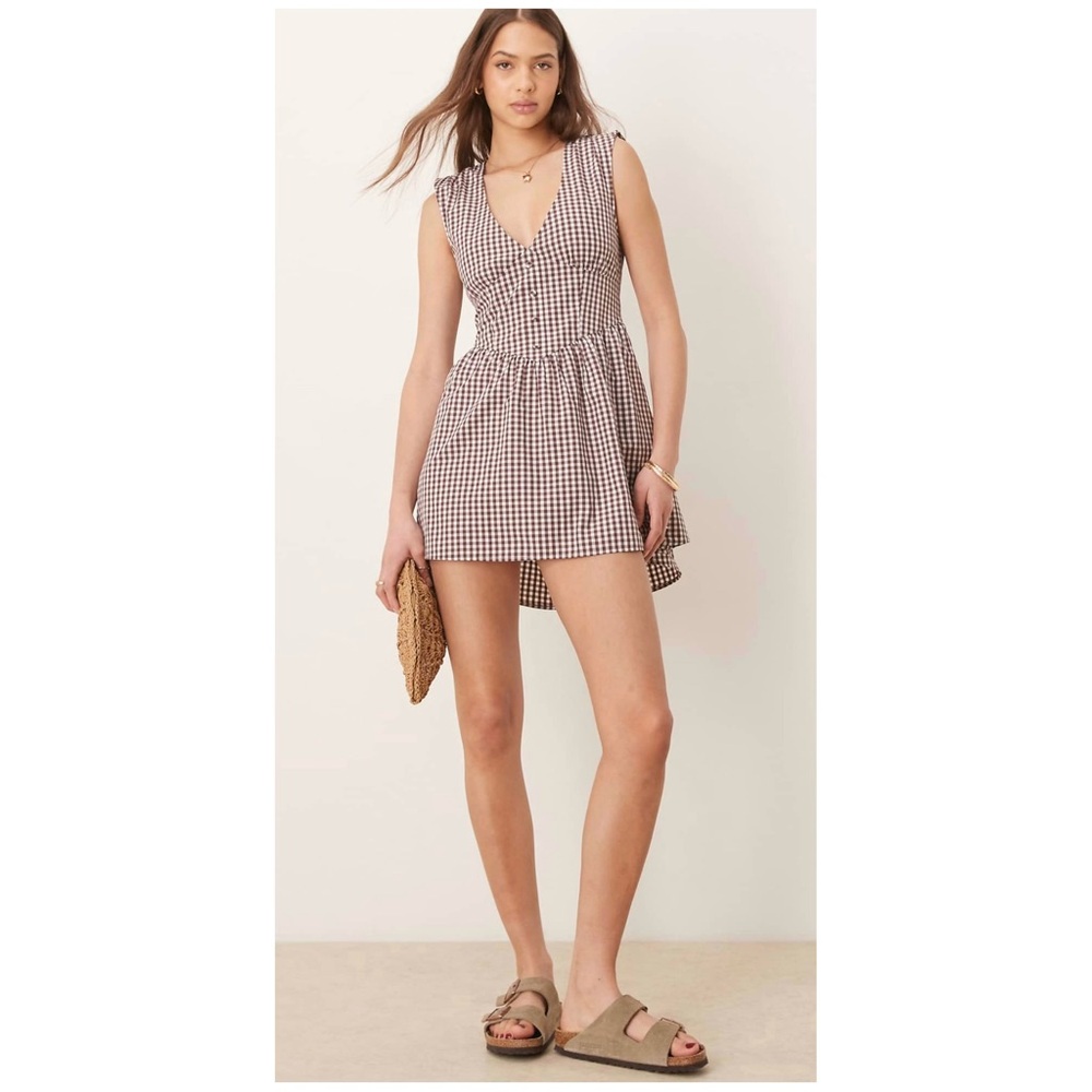 ASOS Chocolate Gingham Mini Dress
